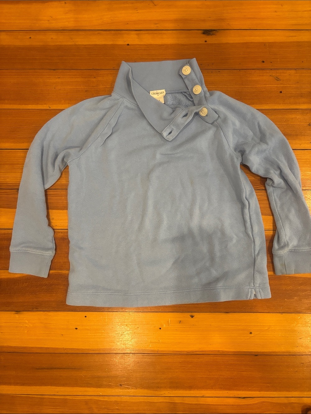 Crewcuts Pale Blue Long-Sleeve Button Collar Pullover - size 6/7